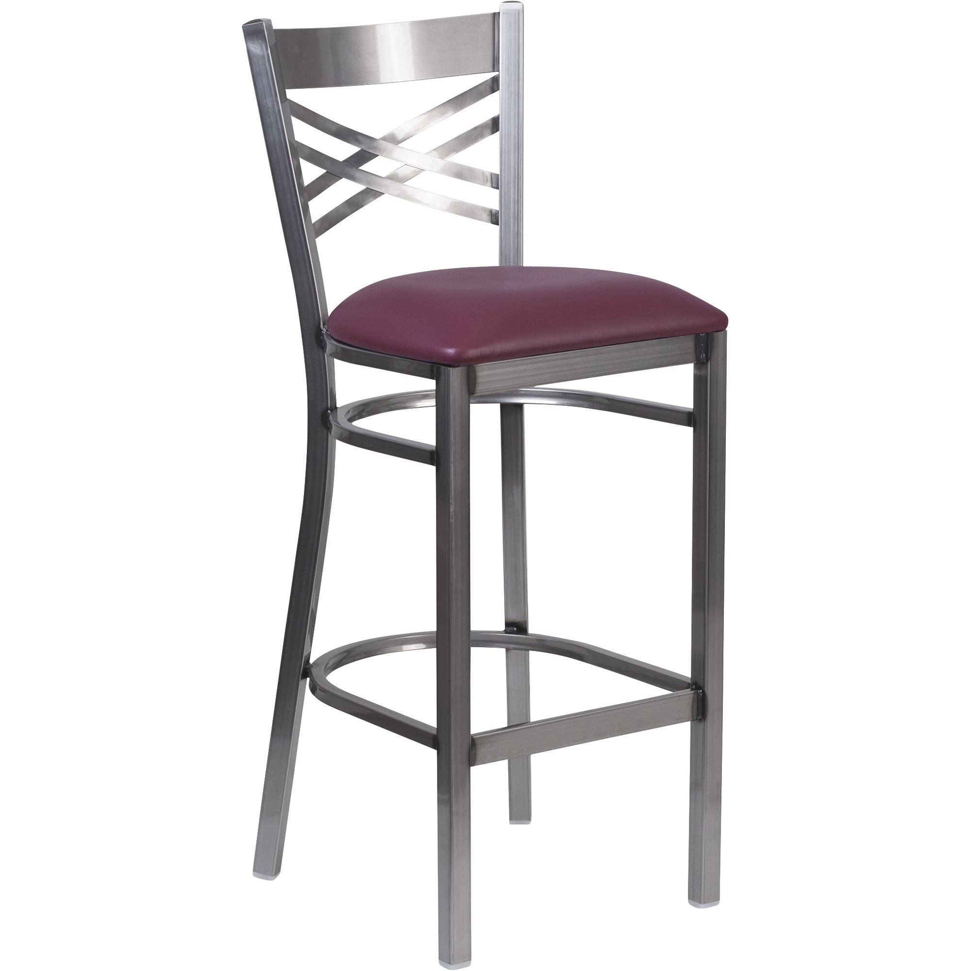 Flash Furniture Metal Stool with X-Back — Clear Coated Frame